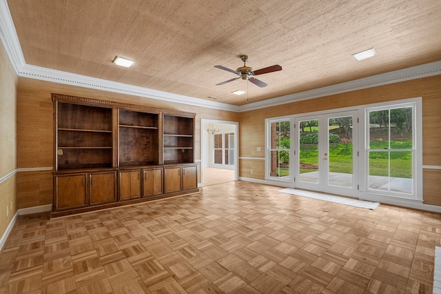1425 Dartmouth Rd, Columbus, GA 31904 - unfurnished living room featuring a ceiling fan, baseboards, and crown molding
