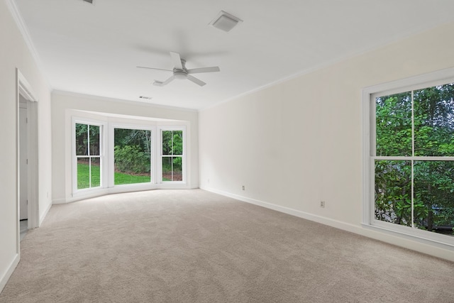 1425 Dartmouth Rd, Columbus, GA 31904 - unfurnished room with ornamental molding, ceiling fan, carpet floors, healthy amount of natural light, and baseboards