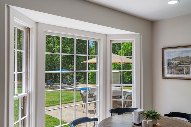doorway featuring recessed lighting
