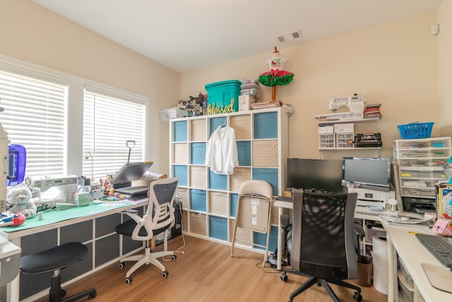 home office featuring wood finished floors