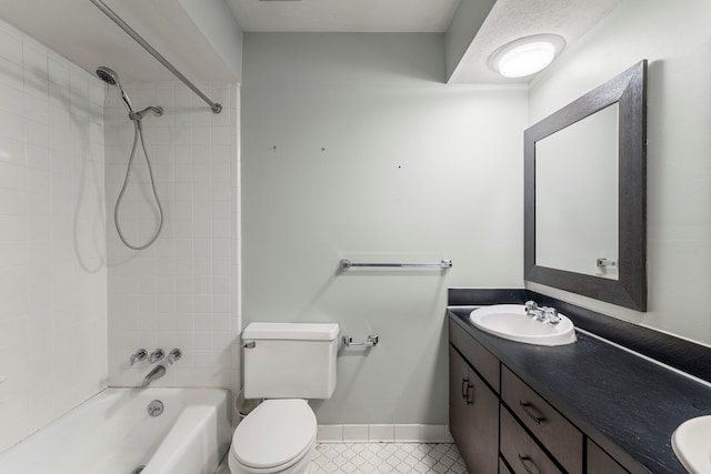 6256 Cricket Ln, Columbus, GA 31909 - bathroom featuring double vanity, shower / washtub combination, toilet, tile patterned floors, and baseboards