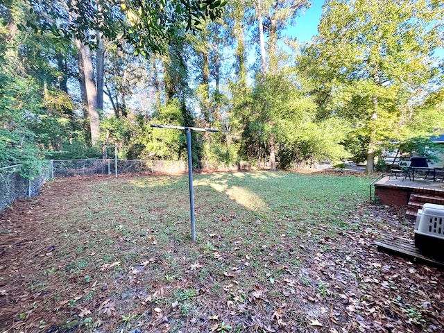 view of yard with a deck