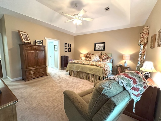 4804 Champions Way, Columbus, GA 31909 - bedroom with light carpet, a raised ceiling, and ceiling fan
