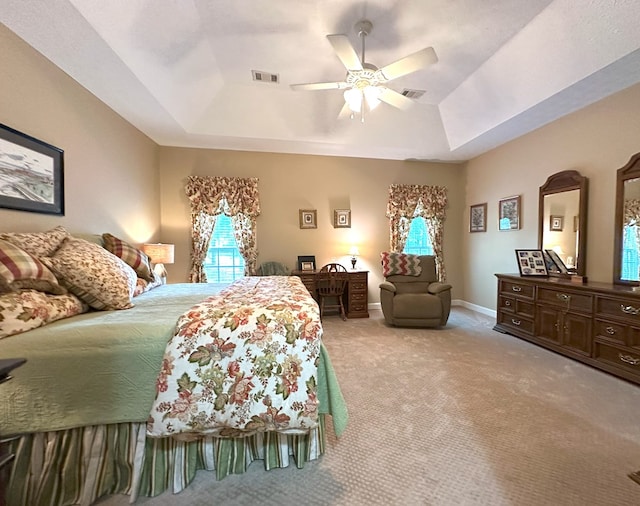 4804 Champions Way, Columbus, GA 31909 - bedroom featuring a raised ceiling, light carpet, and a ceiling fan