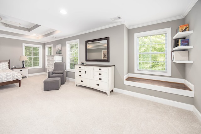 6027 Wellesley Dr, Columbus, GA 31904 - bedroom with ornamental molding, light carpet, baseboards, and recessed lighting