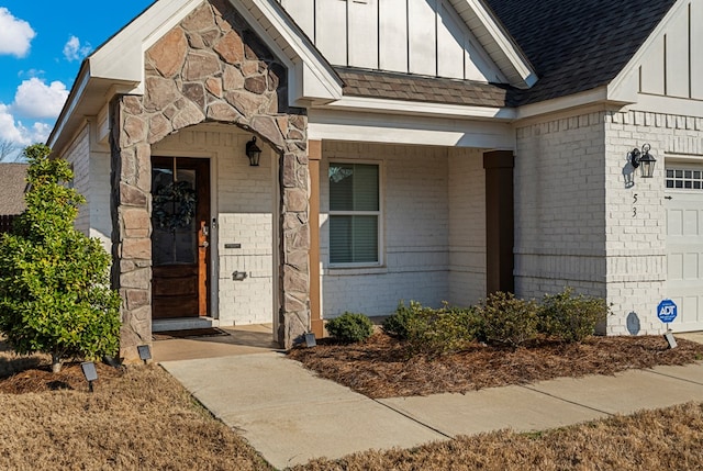 property entrance featuring a garage