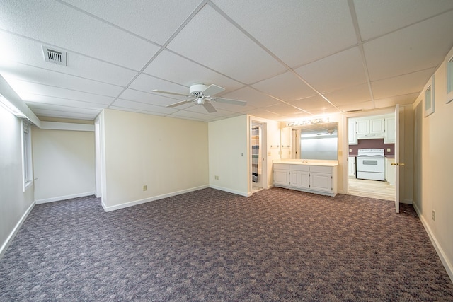 5604 Holland Dr, Columbus, GA 31909 - unfurnished room featuring a paneled ceiling, dark colored carpet, a ceiling fan, and baseboards