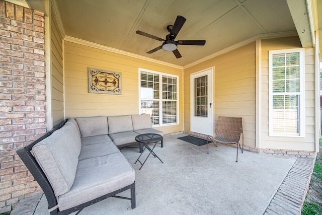 view of patio / terrace with outdoor lounge area and ceiling fan