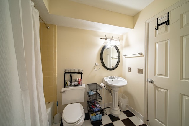 6130 Bristol Blvd, Columbus, GA 31904 - bathroom featuring shower / bathtub combination with curtain and tile patterned floors
