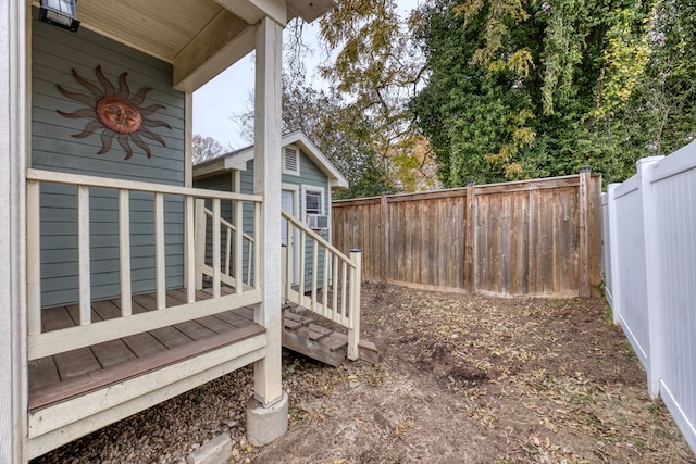 view of yard featuring an outbuilding and a fenced backyard