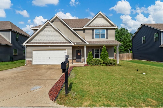 51 New Castle Dr, Phenix City, AL 36870 - craftsman house featuring concrete driveway, board and batten siding, a garage, a shingled roof, and stone siding