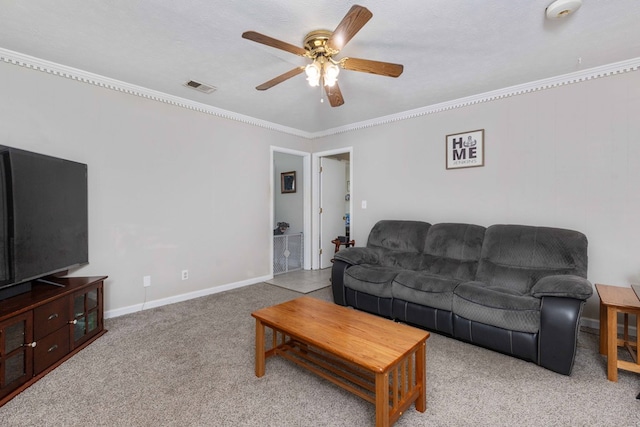 3224 Modler Dr, Columbus, GA 31909 - living room with ceiling fan, ornamental molding, and carpet floors
