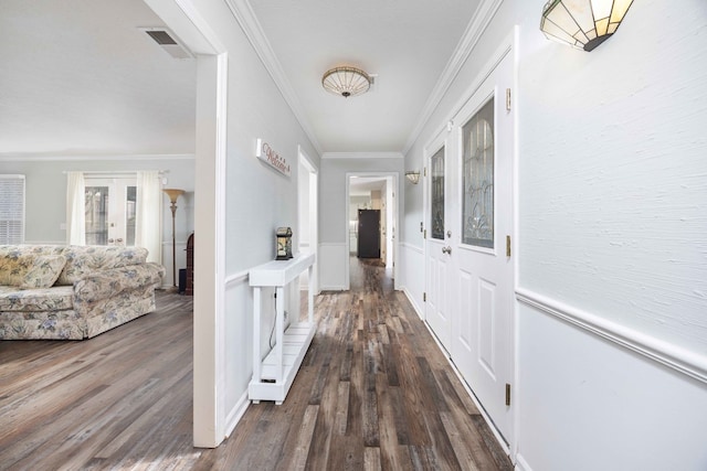 6138 Seaton Dr, Columbus, GA 31909 - hall featuring dark wood-type flooring and crown molding