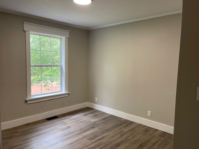62 Brannon Montgomery Rd, Mauk, GA 31058 - unfurnished room featuring baseboards, ornamental molding, dark wood-style floors, and a wealth of natural light