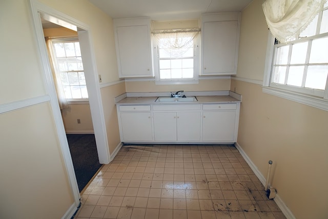 kitchen with white cabinetry and sink