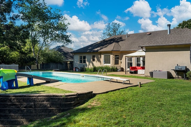 7096 Southwind Ct, Columbus, GA 31909 - view of pool featuring an outdoor hangout area, area for grilling, a patio area, and a diving board