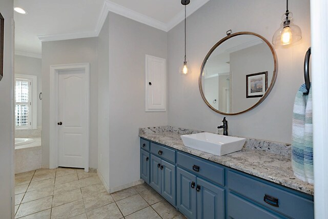 5023 Masters Ln, Columbus, GA 31909 - full bath with vanity, a bath, crown molding, and tile patterned floors