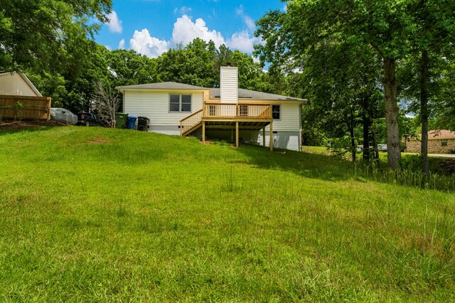 4658 Thoroughbred Ln, Columbus, GA 31909 - rear view of house featuring a deck, a chimney, and stairway