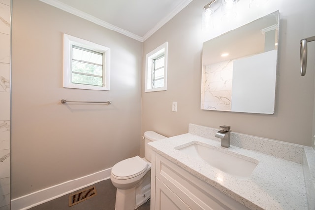 35 Dogwood St, West Point, GA 31833 - bathroom featuring vanity, ornamental molding, and toilet