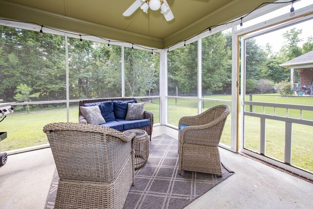 6 Lincolnshire Ln, Phenix City, AL 36870 - sunroom / solarium with ceiling fan and view of scattered trees