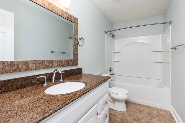 4 David Ct, Columbus, GA 31909 - bathroom featuring vanity, washtub / shower combination, a textured ceiling, and tile patterned floors