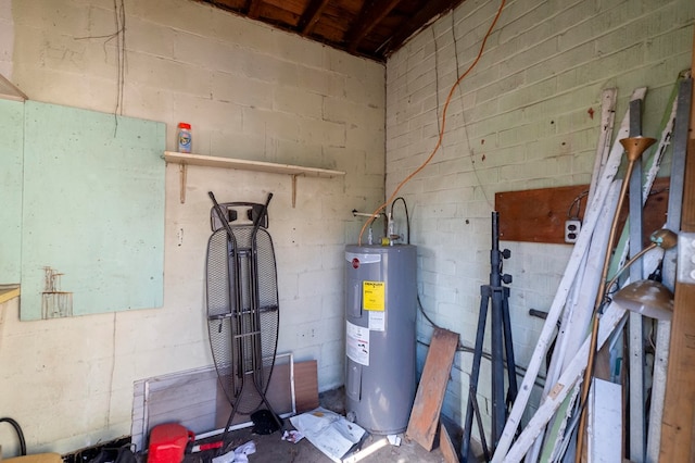 utility room with electric water heater