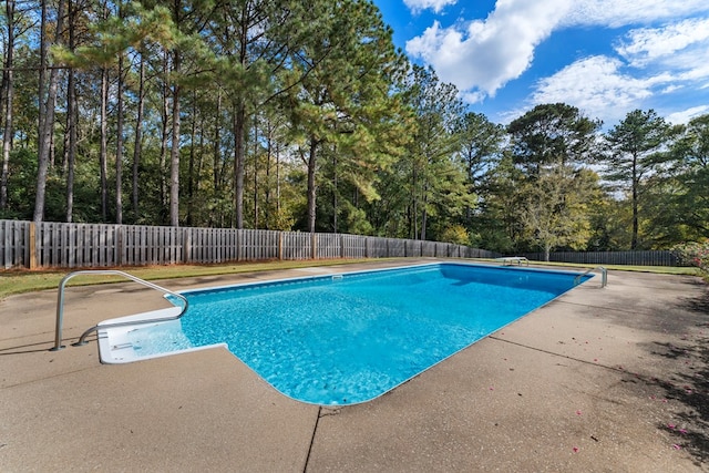 view of pool featuring a fenced in pool, a patio area, and a fenced backyard