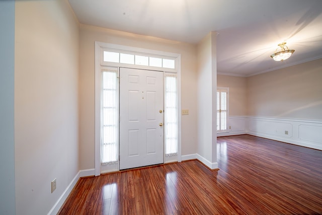 4854 Champions Way, Columbus, GA 31909 - foyer featuring dark wood-style floors, ornamental molding, and wainscoting