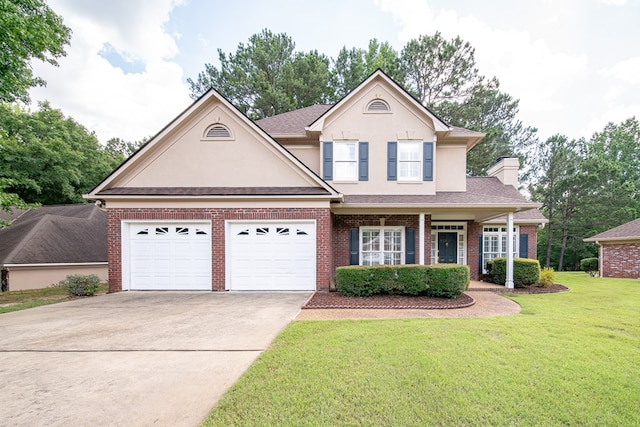 4854 Champions Way, Columbus, GA 31909 - traditional-style home with stucco siding, brick siding, driveway, and a front yard