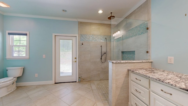5007 Spyglass Ct, Columbus, GA 31909 - full bath featuring crown molding, toilet, a walk in shower, and baseboards