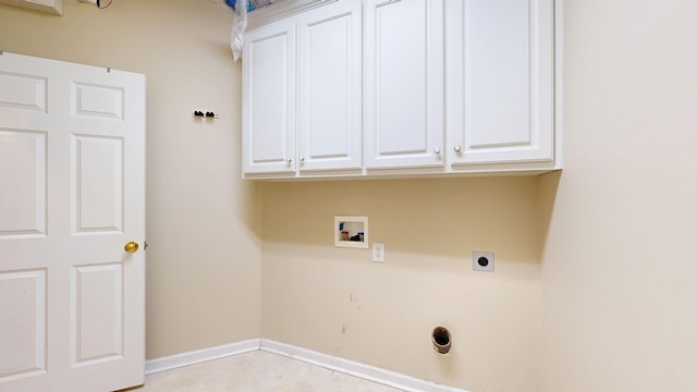 5007 Spyglass Ct, Columbus, GA 31909 - clothes washing area with washer hookup, baseboards, cabinet space, and electric dryer hookup