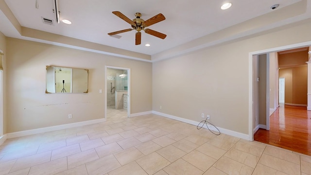 5007 Spyglass Ct, Columbus, GA 31909 - spare room featuring baseboards, recessed lighting, visible vents, a raised ceiling, and ceiling fan