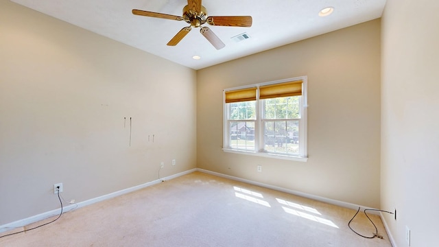 5007 Spyglass Ct, Columbus, GA 31909 - empty room with visible vents, baseboards, a ceiling fan, recessed lighting, and light carpet