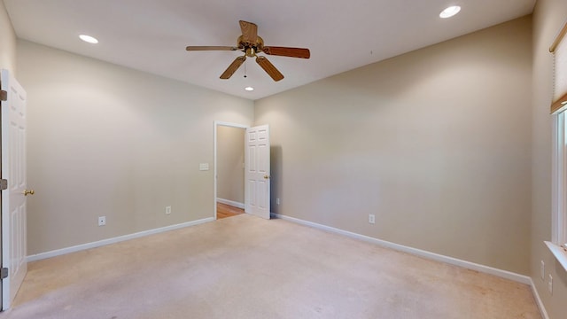 5007 Spyglass Ct, Columbus, GA 31909 - spare room featuring light carpet, recessed lighting, baseboards, and a ceiling fan