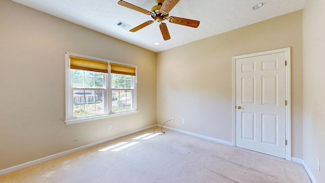 5007 Spyglass Ct, Columbus, GA 31909 - carpeted spare room featuring ceiling fan, baseboards, visible vents, and recessed lighting