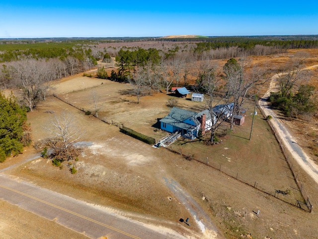 aerial view with a rural view