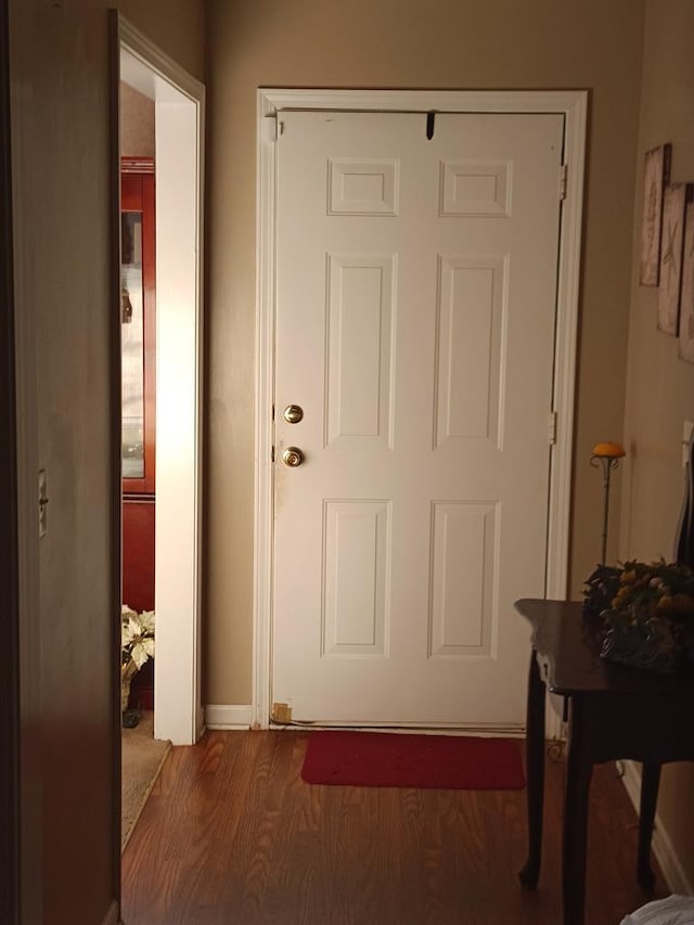 entryway with dark wood-type flooring