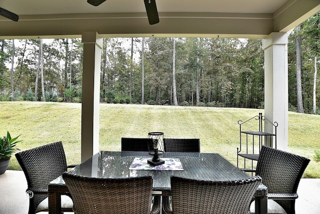 view of patio / terrace with ceiling fan