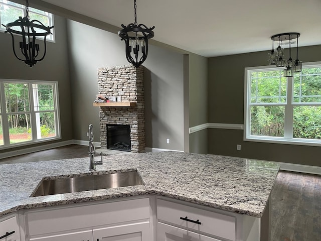 3077 Reese Rd, Columbus, GA 31907 - kitchen with a chandelier, dark wood finished floors, and healthy amount of natural light