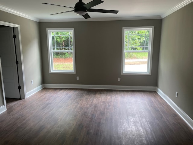 3077 Reese Rd, Columbus, GA 31907 - spare room featuring dark wood finished floors, healthy amount of natural light, crown molding, and ceiling fan