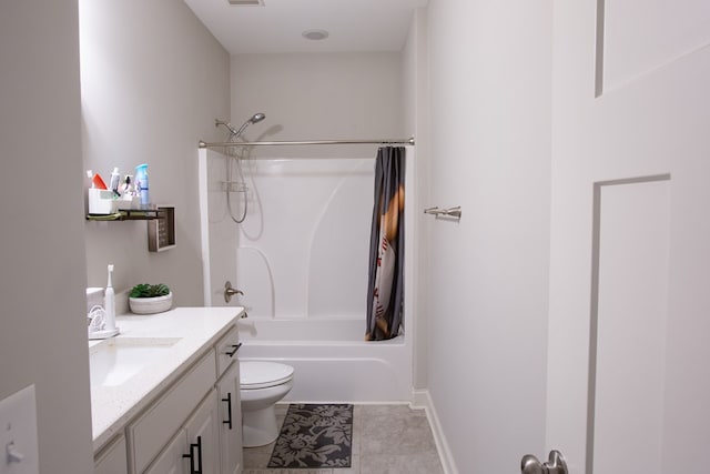 6845 Admiral Dr, Midland, GA 31820 - bathroom with toilet, tile patterned floors, shower / bathtub combination with curtain, and vanity