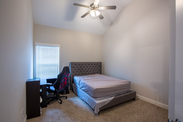 6845 Admiral Dr, Midland, GA 31820 - bedroom featuring ceiling fan, baseboards, lofted ceiling, and carpet floors