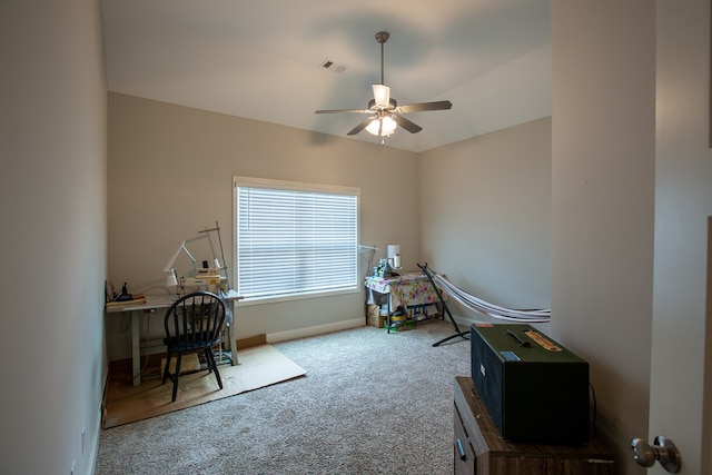 6845 Admiral Dr, Midland, GA 31820 - interior space with baseboards, visible vents, ceiling fan, and carpet