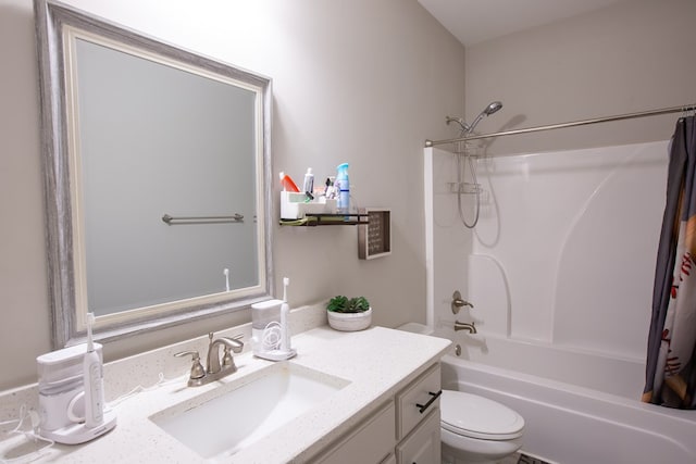 6845 Admiral Dr, Midland, GA 31820 - bathroom featuring toilet, vanity, and shower / tub combo with curtain