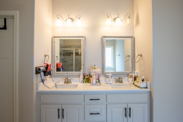 6845 Admiral Dr, Midland, GA 31820 - bathroom with a shower stall, double vanity, and a sink