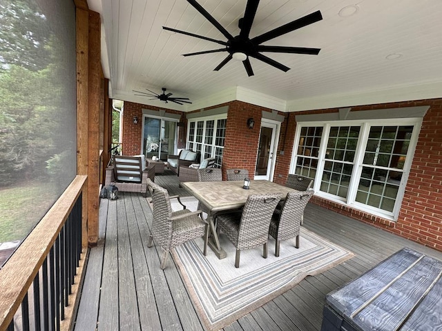 4838 Champions Way, Columbus, GA 31909 - deck with a ceiling fan, an outdoor living space, and outdoor dining space