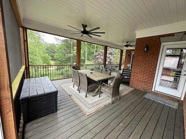 4838 Champions Way, Columbus, GA 31909 - wooden terrace featuring outdoor dining space and ceiling fan