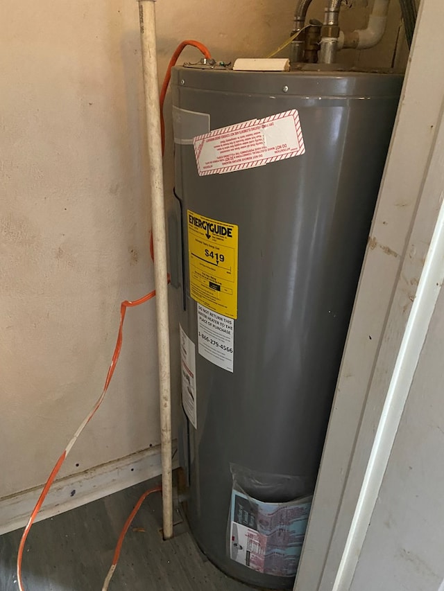 utility room featuring water heater