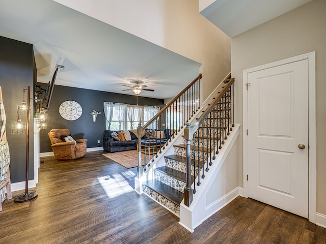 13733 Macon Rd, Upatoi, GA 31829 - stairs featuring wood finished floors and a ceiling fan