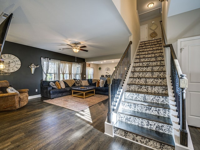 13733 Macon Rd, Upatoi, GA 31829 - stairs featuring wood finished floors and ceiling fan